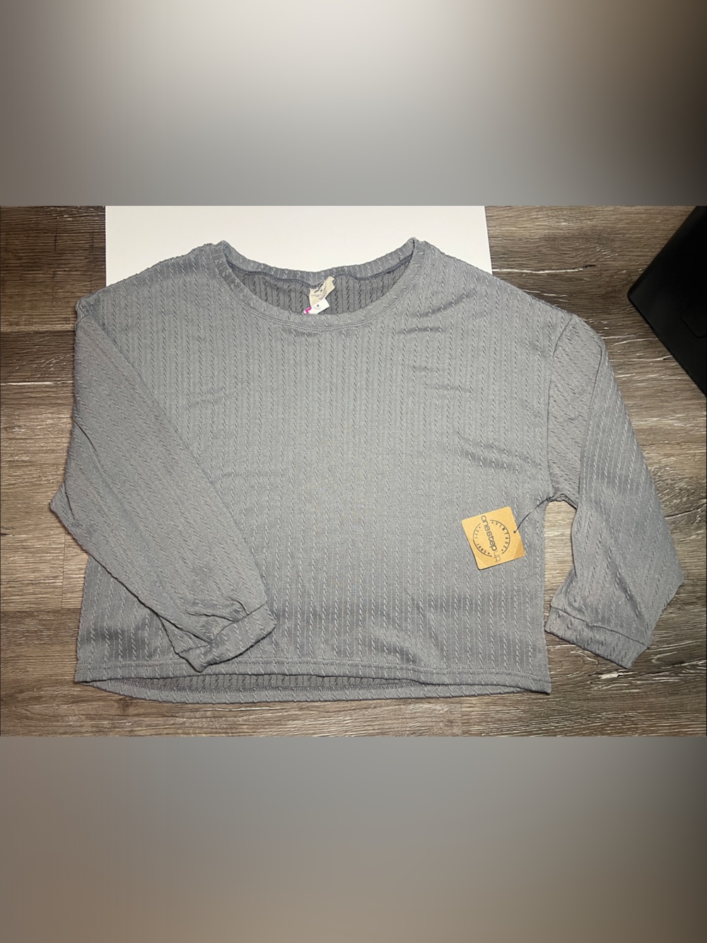 Light Gray Textured Crop Top